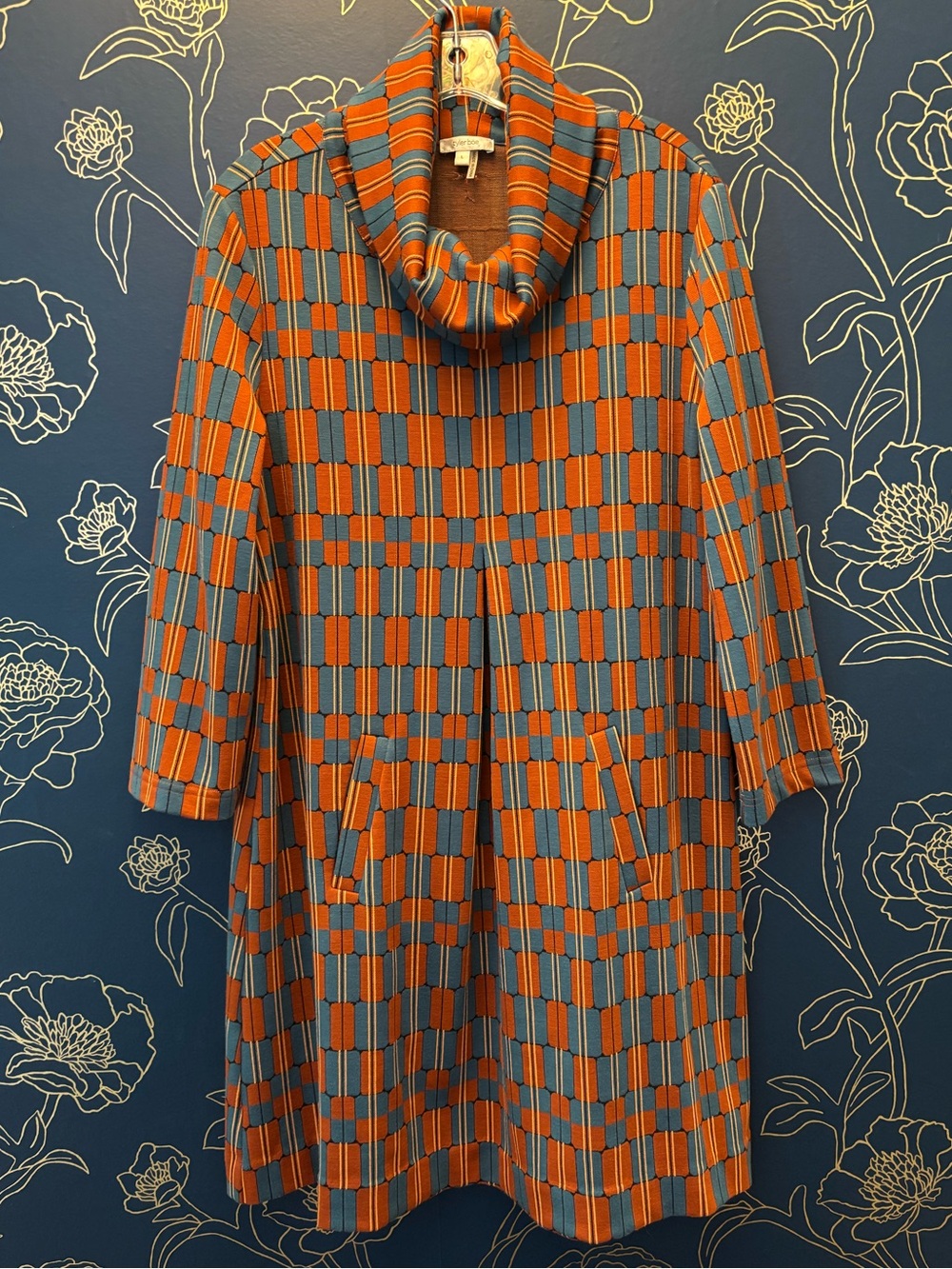 TYLER BÖE retro cowl neck pocket dress FALL dragonfly LARGE
